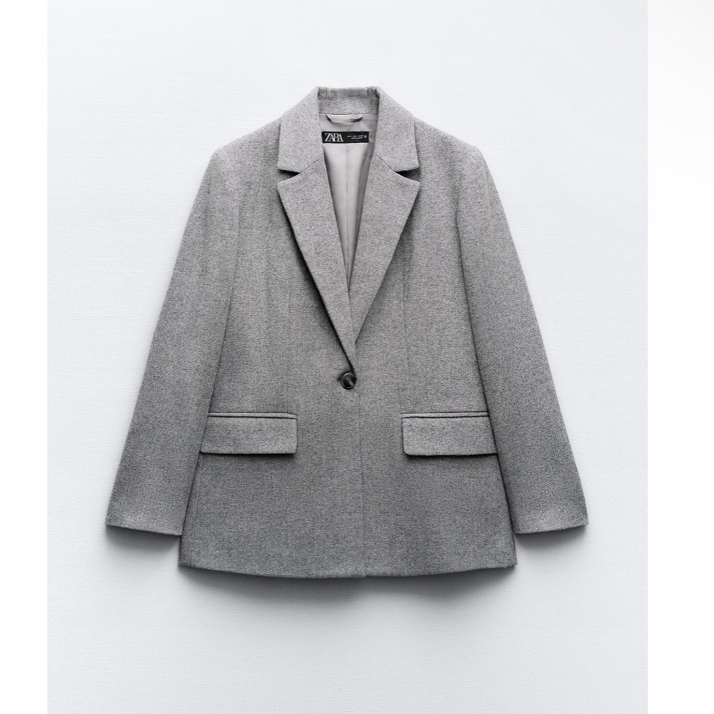 Zara STRAIGHT CUT HERRINGBONE BLAZER